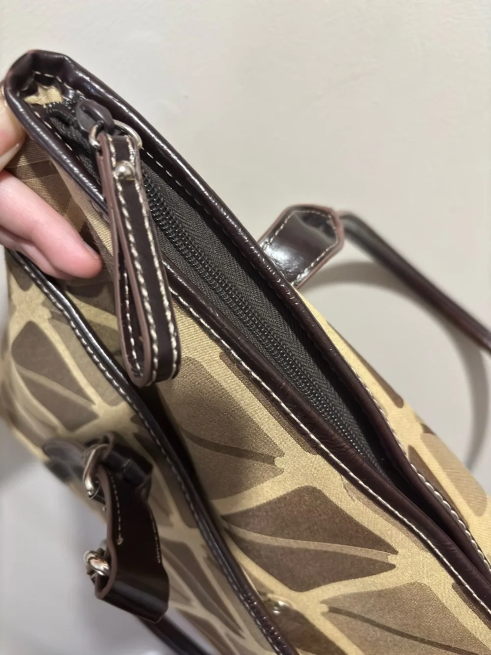 Nine West Vintage Fabric Tote Purse Buckle Double Handles